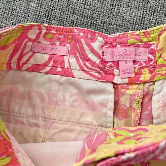 Lilly Pulitzer Shorts Womens Size 2 Resort‎ Fit Yellow Pink Floral - Picture 5 of 7